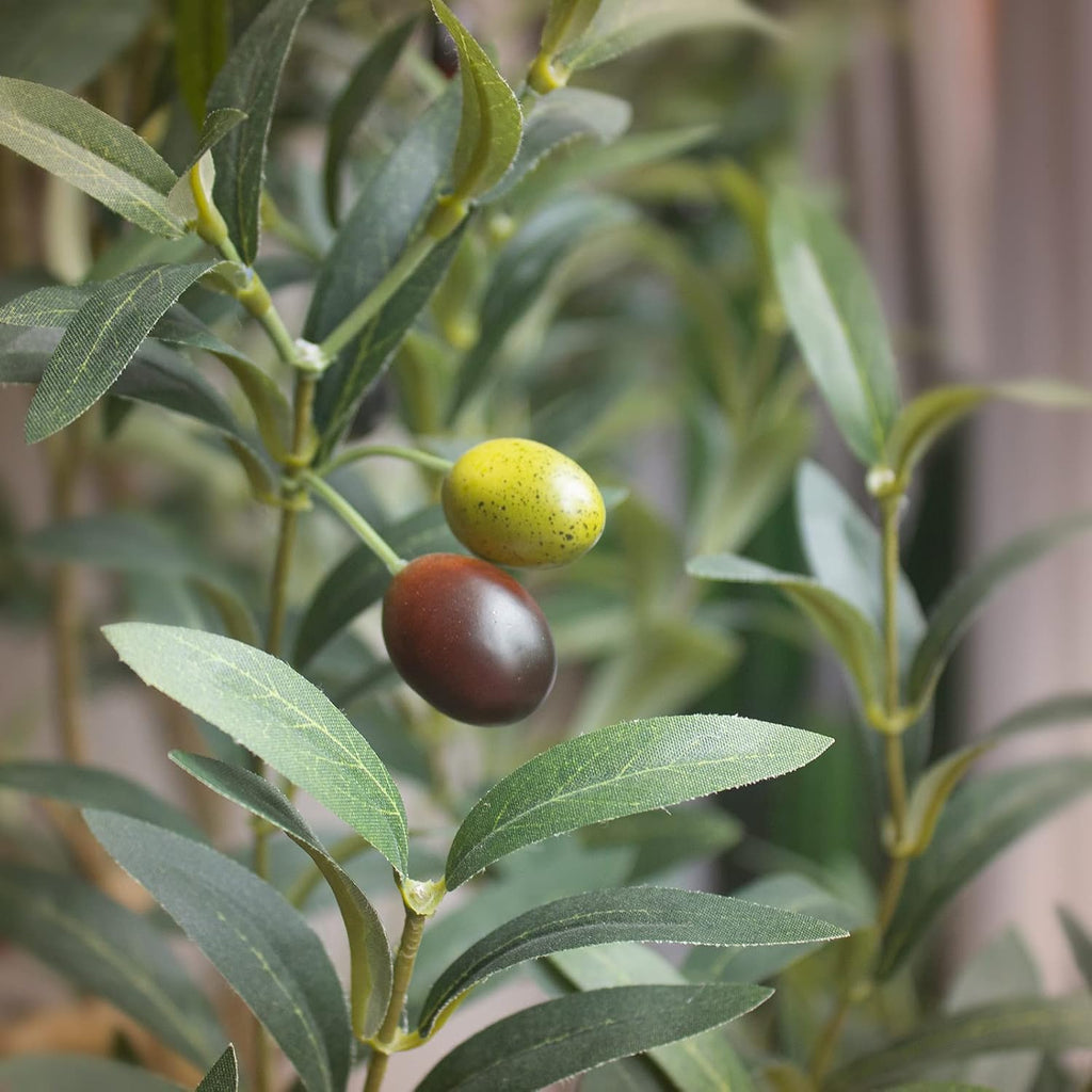 Faux Olive Tree 7ft,Olive Trees Artificial Indoor with Natural Wood Trunk and Realistic Leaves and Fruits. 7