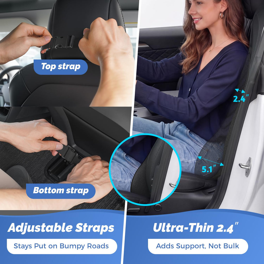 Lumbar Support Pillow for Car - Memory Foam Whole Back Relief