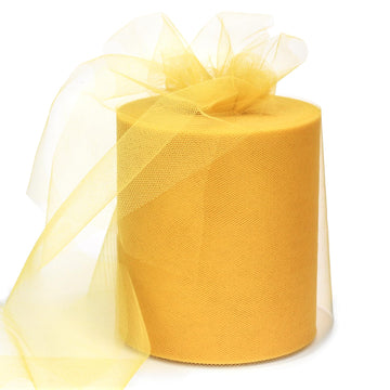 6" x 200 Yards Gold Tulle Fabric Roll for DIY Tutu & Wrapping, Party Decor