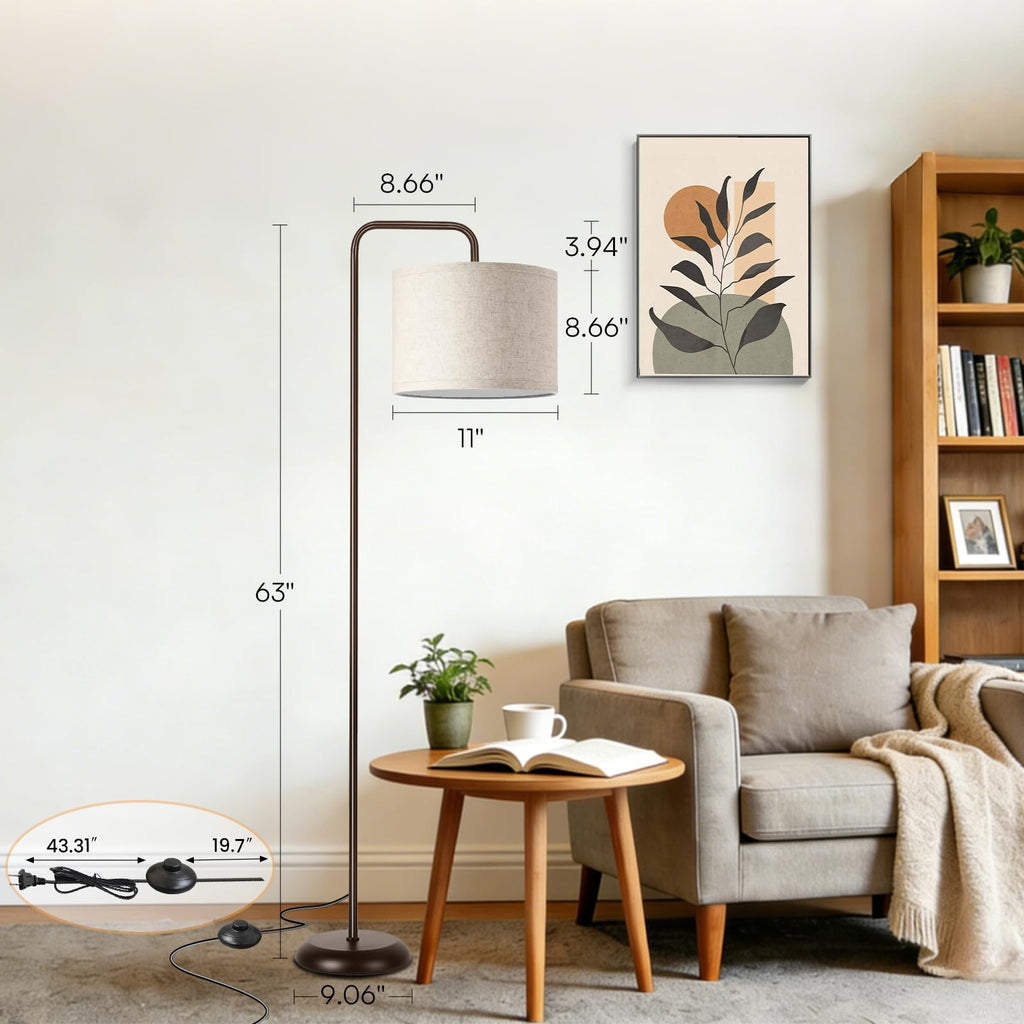 Floor Lamp, Black Brown Floor Lamp with 3 CCT Bulb
