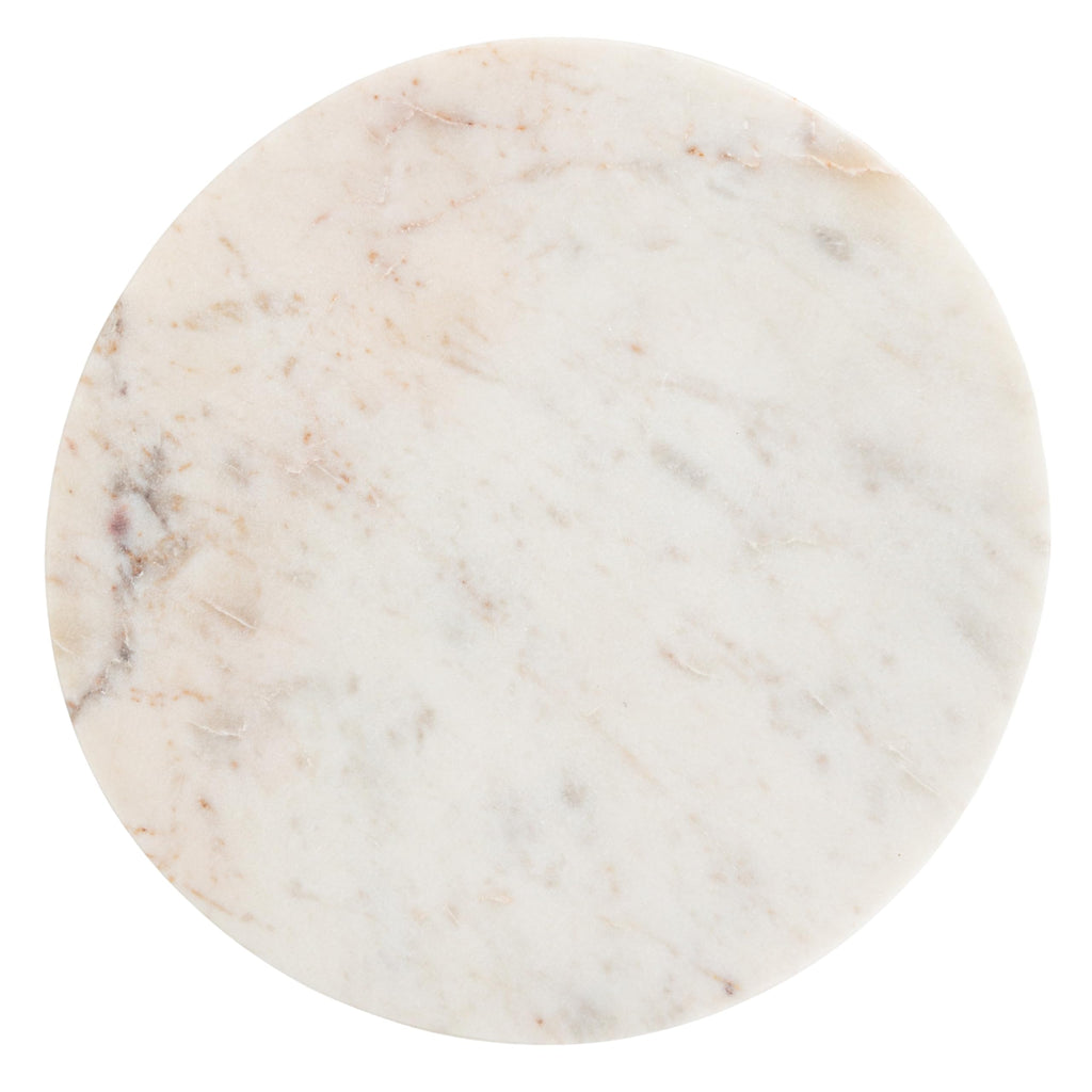 11‐Inch Round Marble Charcuterie and Cutting Board, White Finish