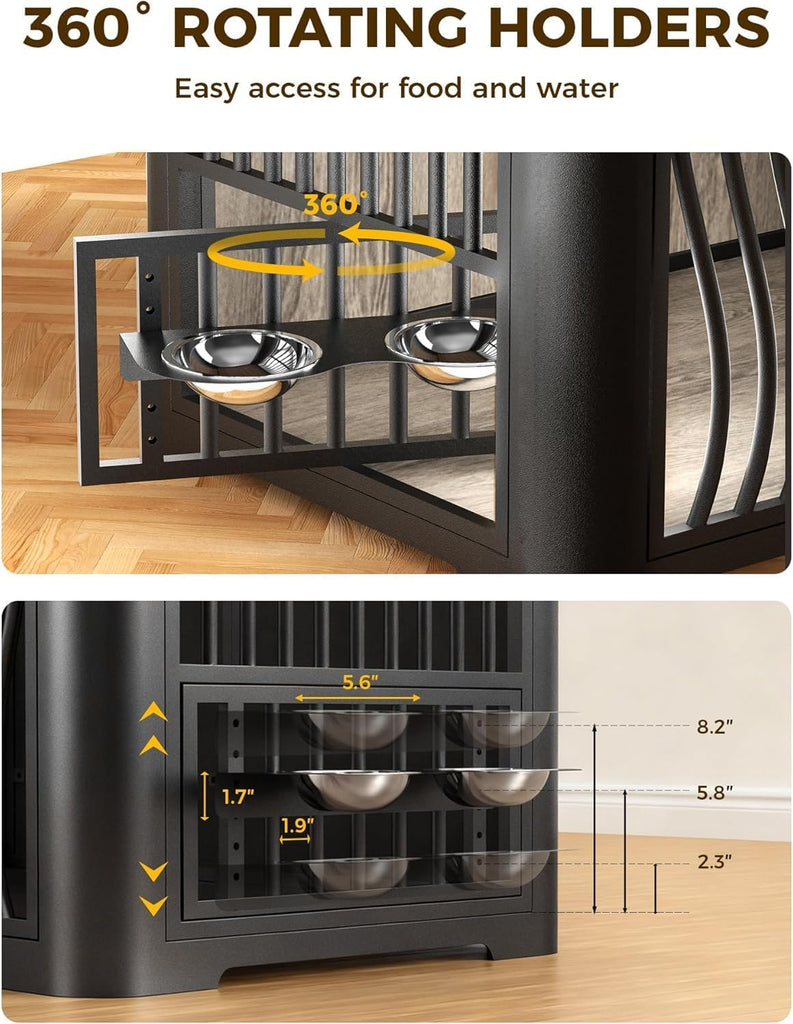 48-Inch Dog Crate Furniture for Large Dogs, Heavy Duty Wood Dog Kennel Furniture Indoor for Large and Medium Dogs