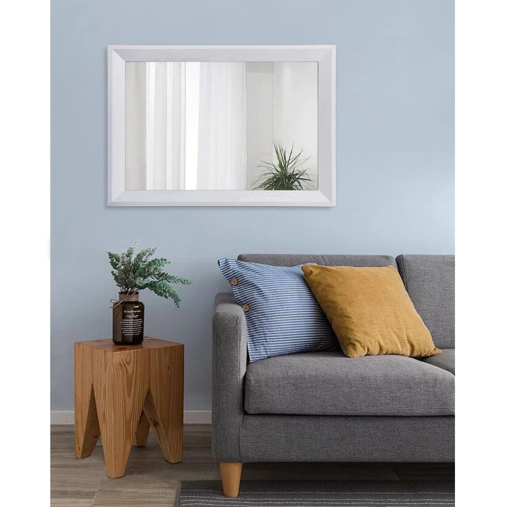 Rectangular Wall Mirror Decorative Wood Framed Mirrors Large 26"x18" for Farmhouse Bedroom Bathroom Living Room