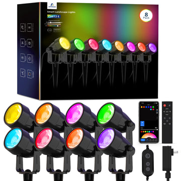 Landscape Lighting, RGBW Spotlights with APP Control,8 Pack