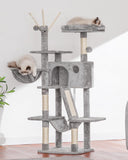 Cat Tree, 53 inch Cat Tower for Indoor Cats, Cat House with Padded Platform Bed, Toy Balls, Large Cozy Condo