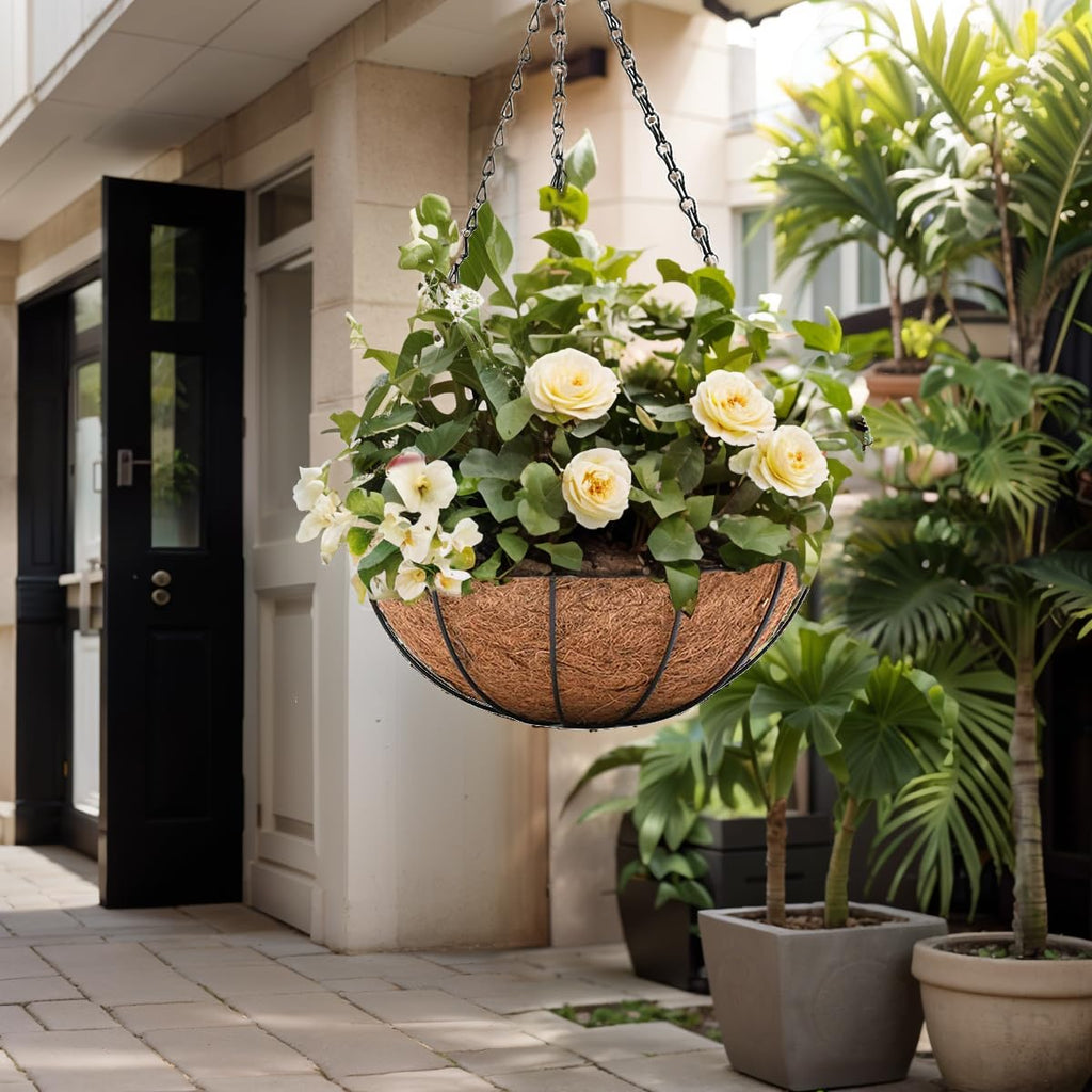 Hanging Baskets for Plants Outdoor(12 inch 4 Pack)- Coconut Coir Hanging Planters Outdoor, Metal Wire Baskets with