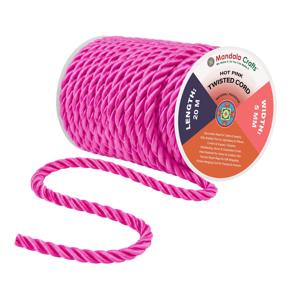 Braided Hot Pink Twisted Cord Trim Decorative Rope