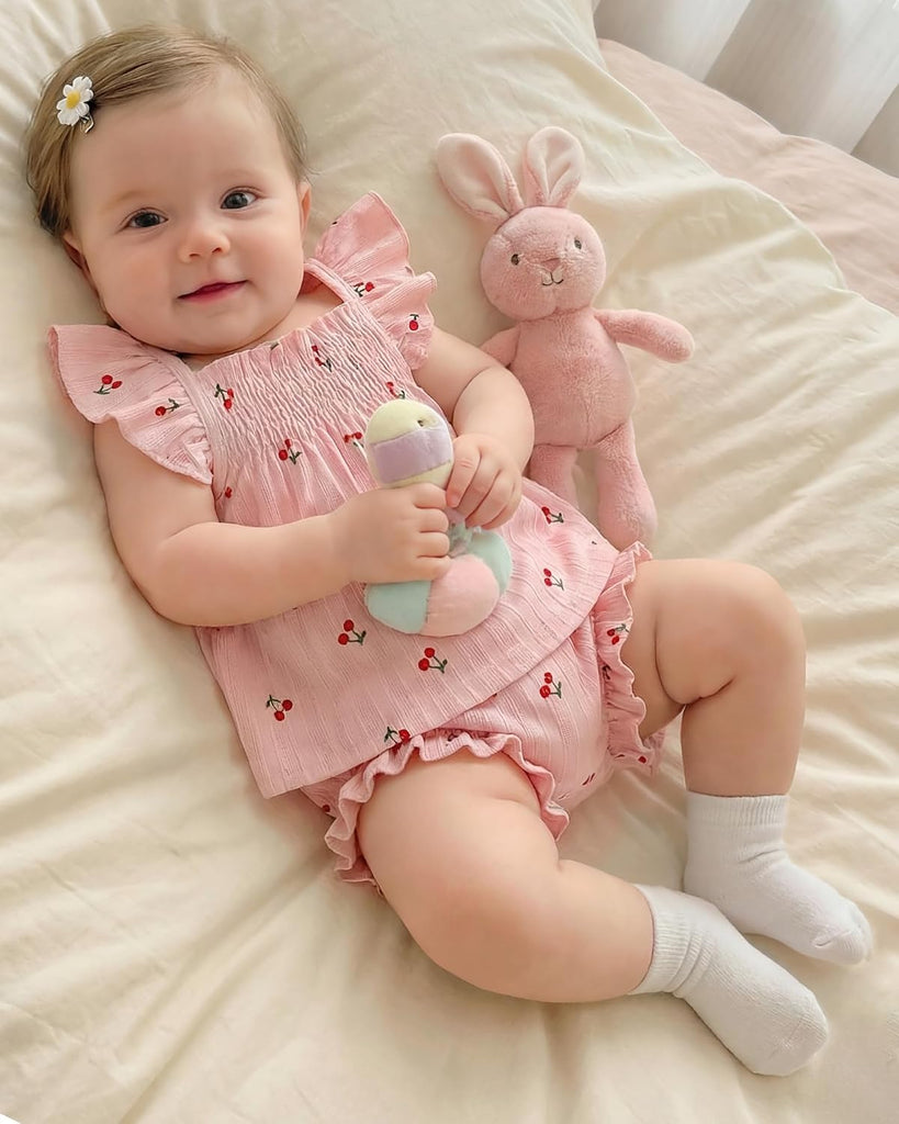 Newborn Baby Girl Summer Clothes Infant Girl Outfits Sleeveless Ruffle Top and Bloomers Shorts Set 0 3 6