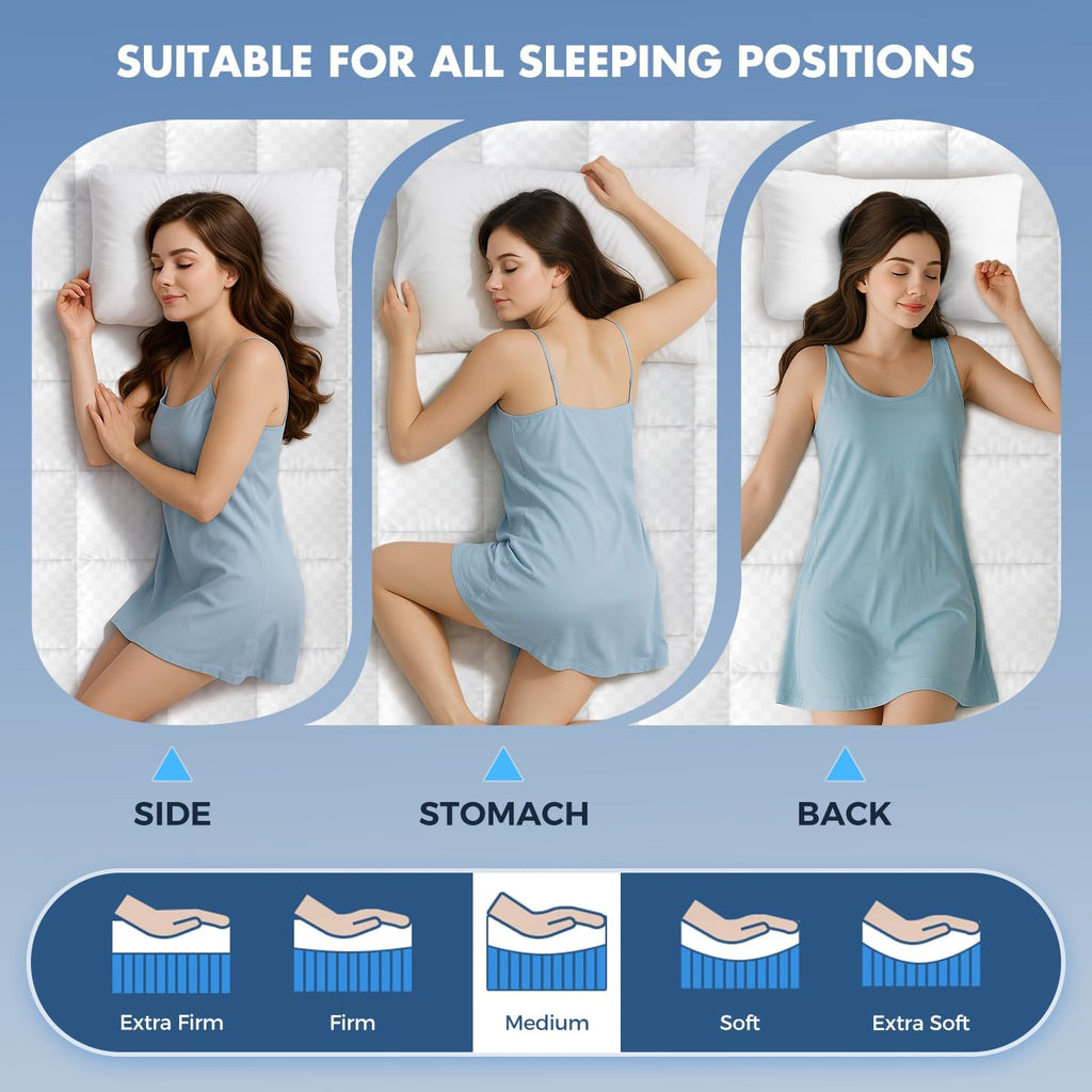 Dual Layer Memory Foam Mattress Topper, Full Mattress Pad, 4 Inch | 2" Cooling Gel Memory Foam + 2" Plush Pillow Top