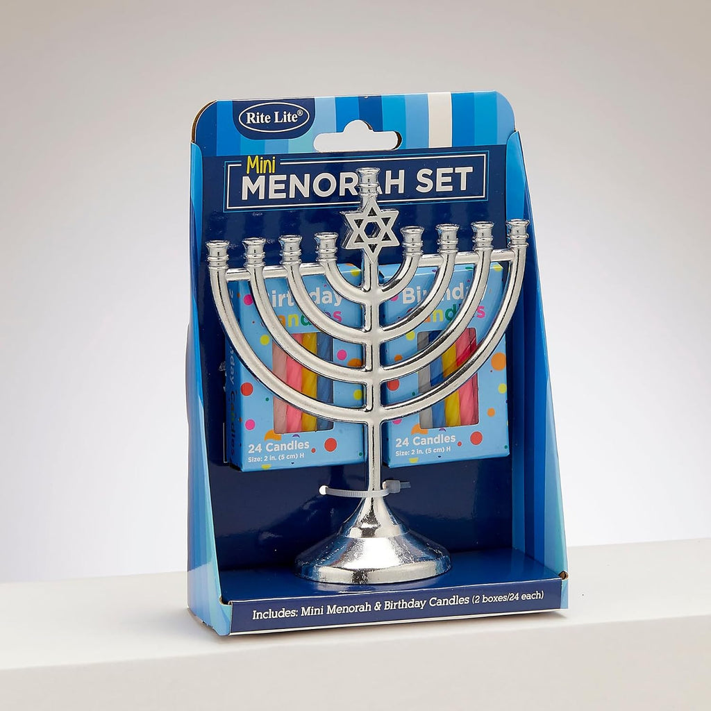Mini Set with 48 Multicolor Birthday Candles - Portable Chanukah Candle Holder Diecast Aluminum Hanukkah Gifts Jewish