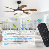 Ceiling Fans with Lights - 46" Outdoor Low Porfile Ceiling Fan with Remote/App Control, 6 Speeds Reversible, Timer and Dimmable, Modern Flush Mount Fan Light Fixture, Brown A101-B0DF71R59D