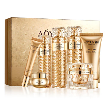 Luxurious Hydrating Skincare Gift Set with Cordyceps Extract - Includes Face Cleanser, Balm, Eye Cream, and 4-Piece