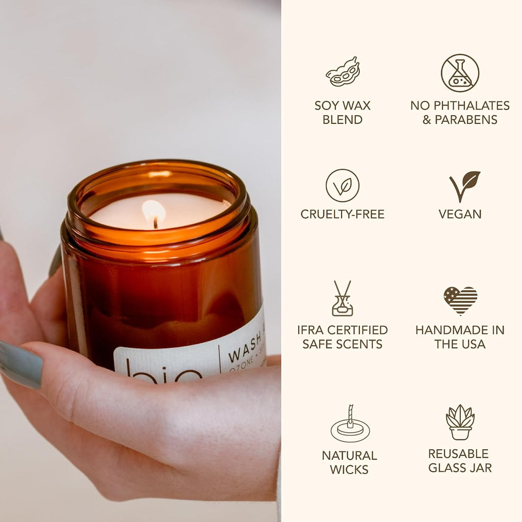 Best Sellers - Soy Candle Set 3 Pack - Amber Santal | Paraben Free, Brown Glass Jars With Gold Lids, 2.75 in Dia x