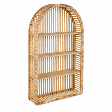 Rattan Wall Shelf 4 Tier Boho Wall Shelf, Arched Decorative Wall Shelf Set