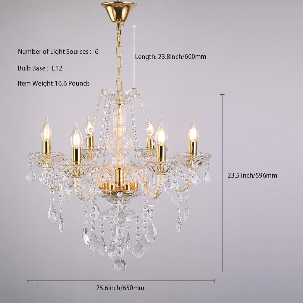 6-Light Adjustable Chain K9 Crystal Chandelier Modern Ceiling Pendant with E12 Base Clear Crystal Design for Dining Living and Bedroom A110-B0D5WCVLD2