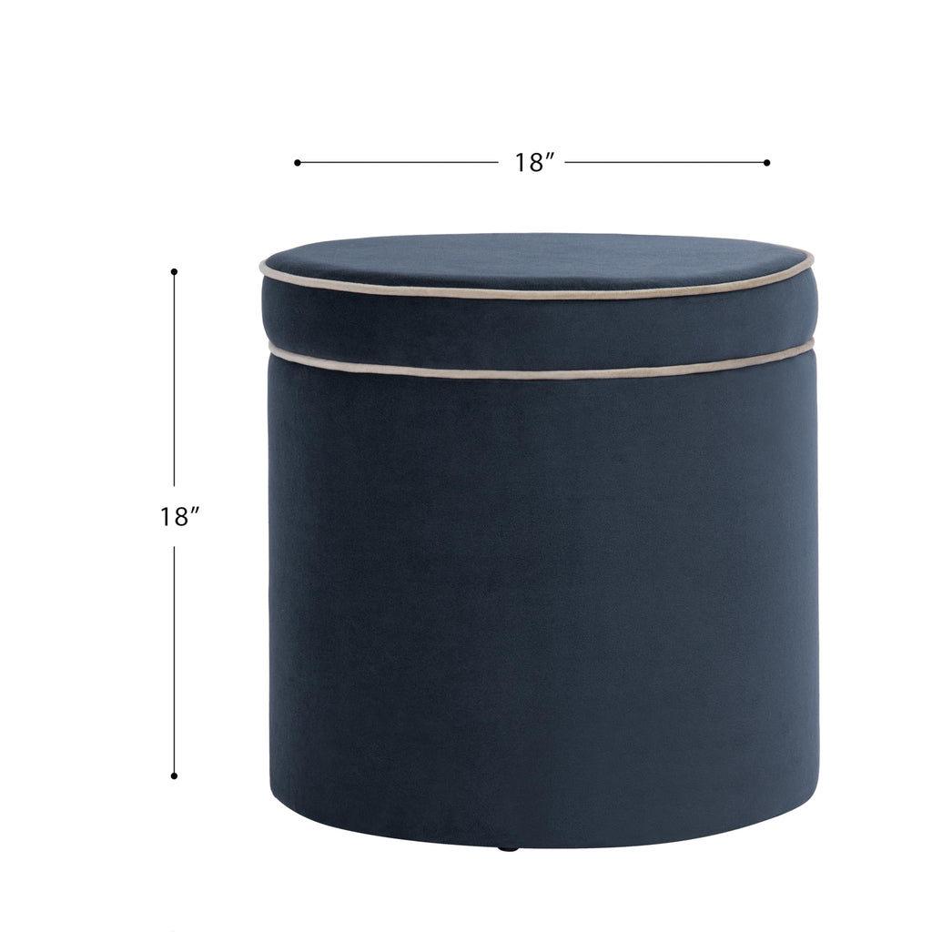 18" Velvet Storage Ottoman with Lift-Off Lid - Blue Velvet