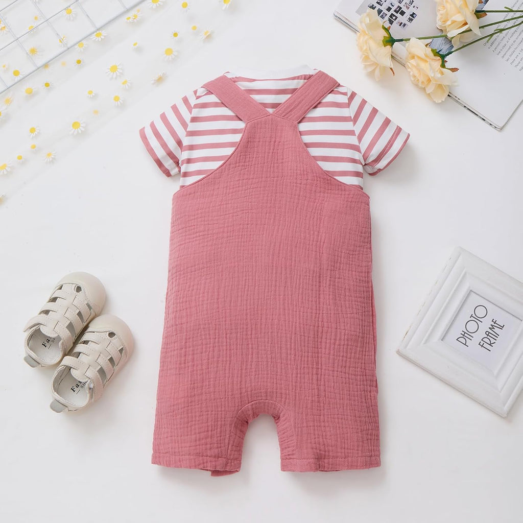 Baby Boys Tee and Shortall Set, Baby Boys Bodysuit Summer Clothes