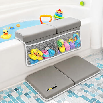 Baby Bath Kneeler and Elbow Rest Pad Set | Extra Thick Memory Foam Support for Comfortable Bath Time | Non-Slip