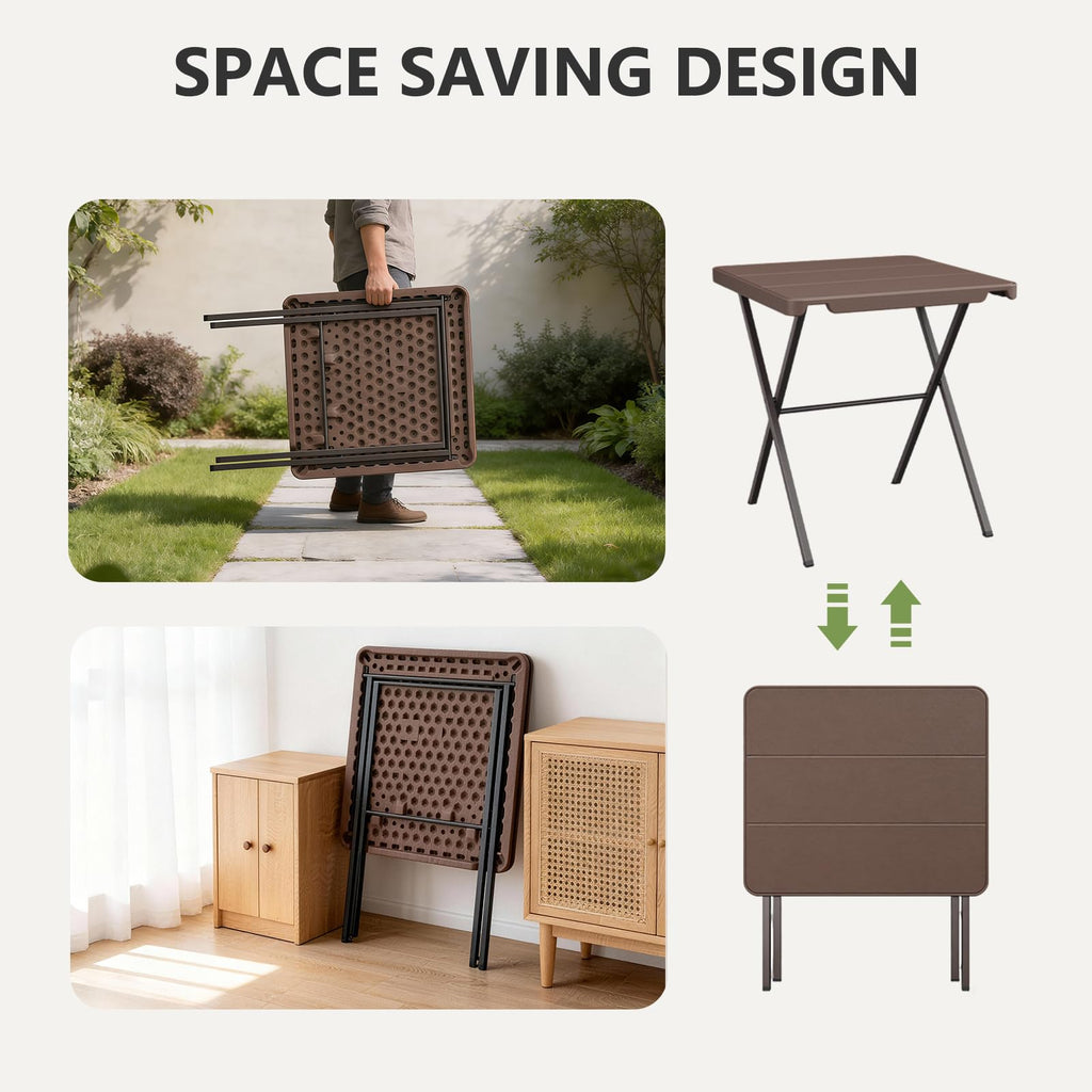 Folding Table, Portable Square Foldable Table No Assembly, Heavy Duty Steel Frame Indoor Outdoor Camping Patio Table