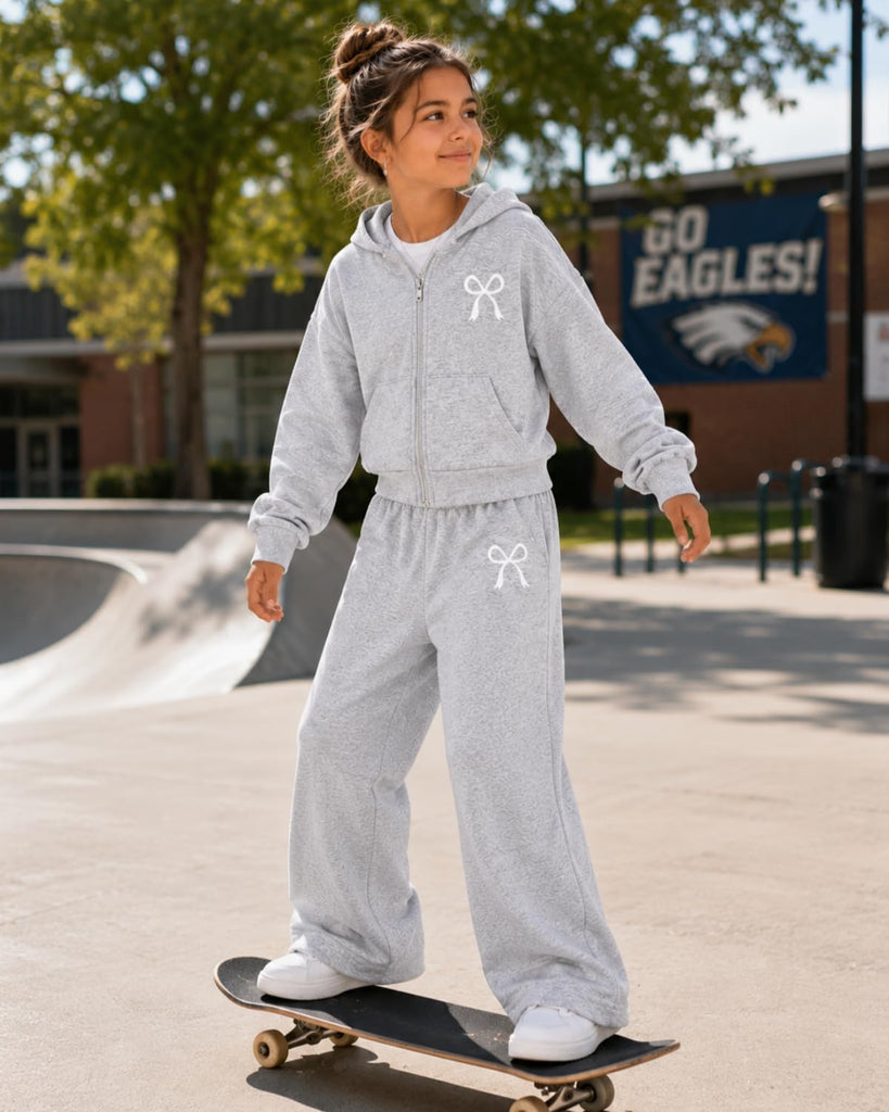 Teen Girls Clothes 2 Piece Long Sleeve Zip Hoodie Sweatshirt and Wide Leg Pants Fall Clothing Set