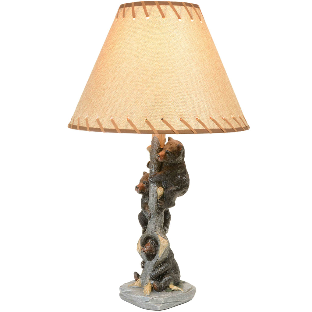 Bears in a Tree Table Lamp, Rustic Cabin Lodge Lamp