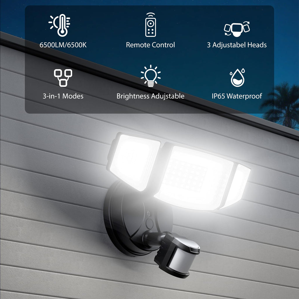 65W Outdoor Motion Sensor Light, Hardwired LED Security Flood Light