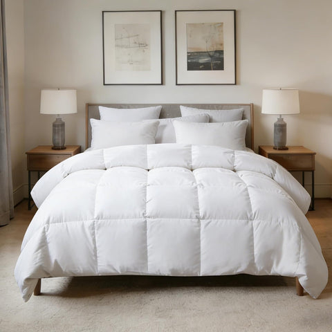 Feather Down Comforter, Natural Fluffy Duvet Insert, Luxurious Hotel Collection Quilts, All Season B