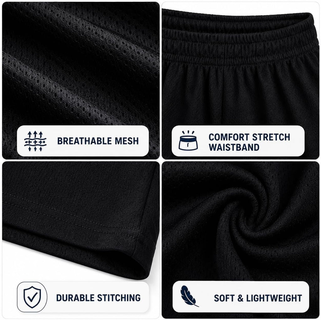 Boys Basketball Shorts 3 Pack Performance Active Mesh Shorts