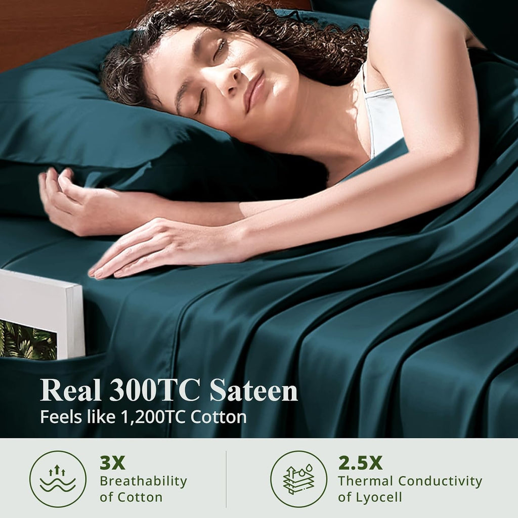 King Sheet Set, Viscose Bamboo Sheets for Bed Set 4pcs, 100% Viscose Derived from Bamboo, Hotel Luxury Silky &