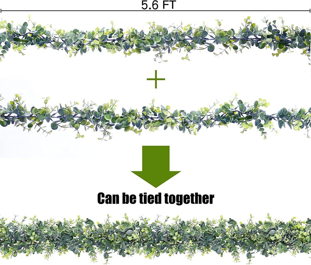Artificial Eucalyptus Garland 2 Pack Fake Eucalyptus Greenery Garland Faux Hanging Plants Artificial Vines, 6 - Set of 2