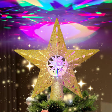 12.2 Inch Bethlehem Star Tree Topper Projector, RGB Rotating Lights