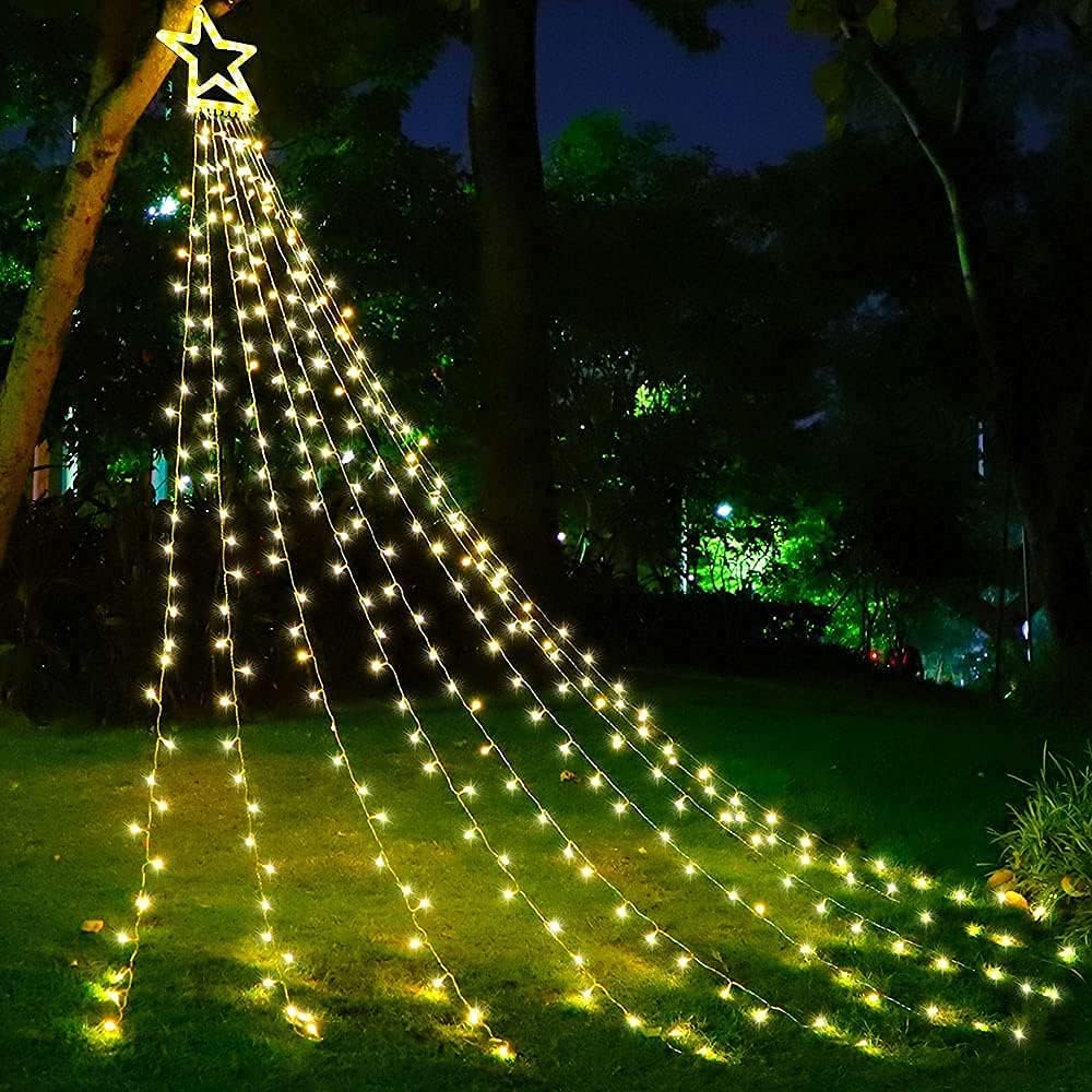 (New) Christmas Decorations Star String Lights, 320 LED Christmas Light Outdoor Yard Decorations Tree Light with 13"