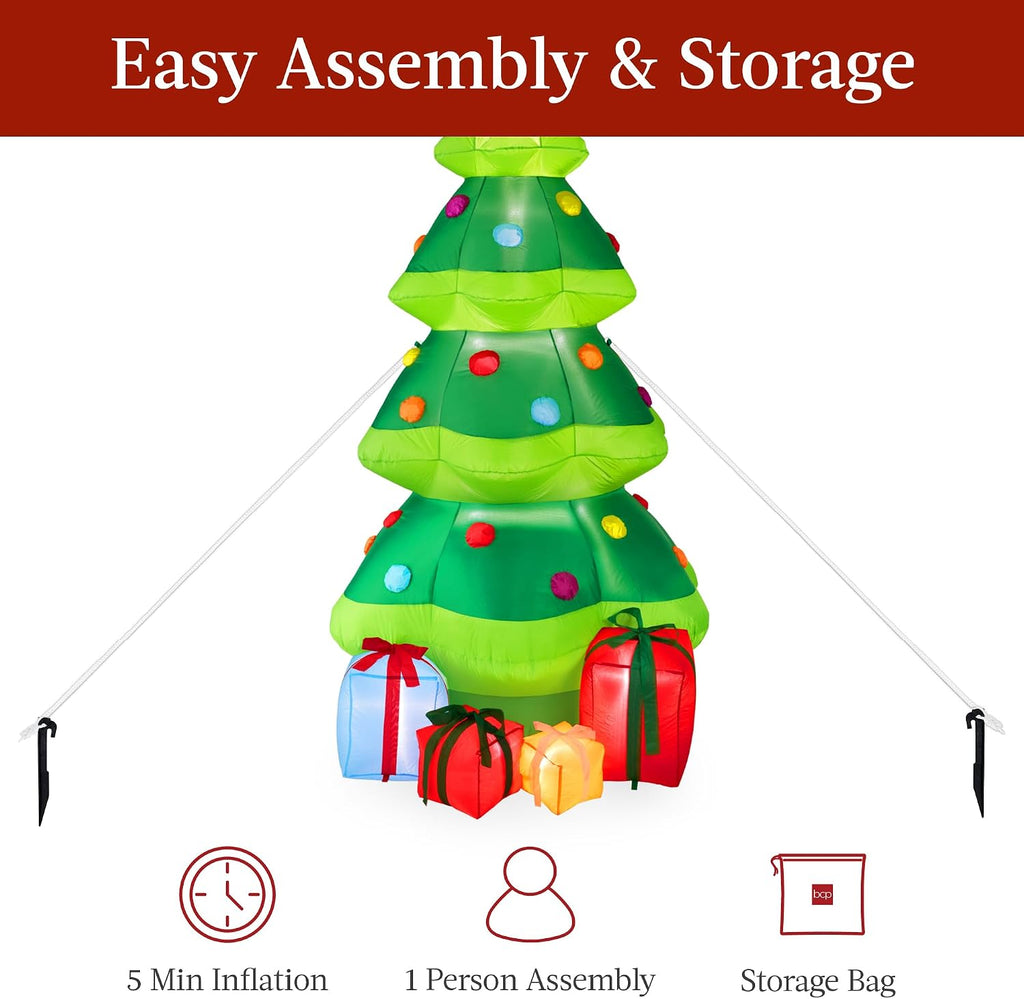 10ft Inflatable Christmas Tree, Large Lighted Outdoor Blow Up Holiday Decor for Yard, Lawn, Backyard, Home w/ 10 LED