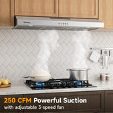 36 Inch Stainless Steel Under Cabinet Range Hood Convertible Ducted/Ductless