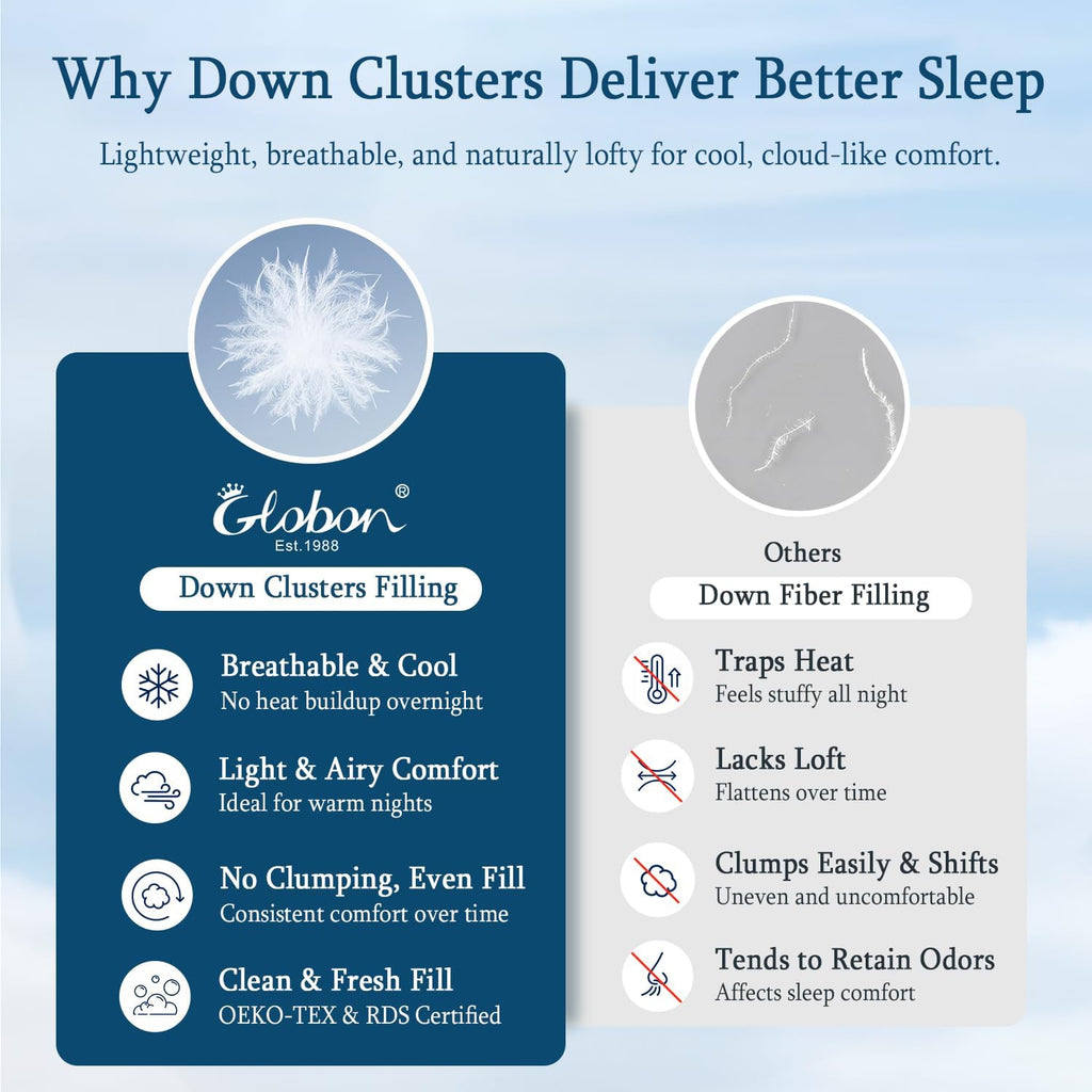 Summer Down Comforter Blanket Queen, Extra Lightweight Duvet Insert for Hot Sleepers