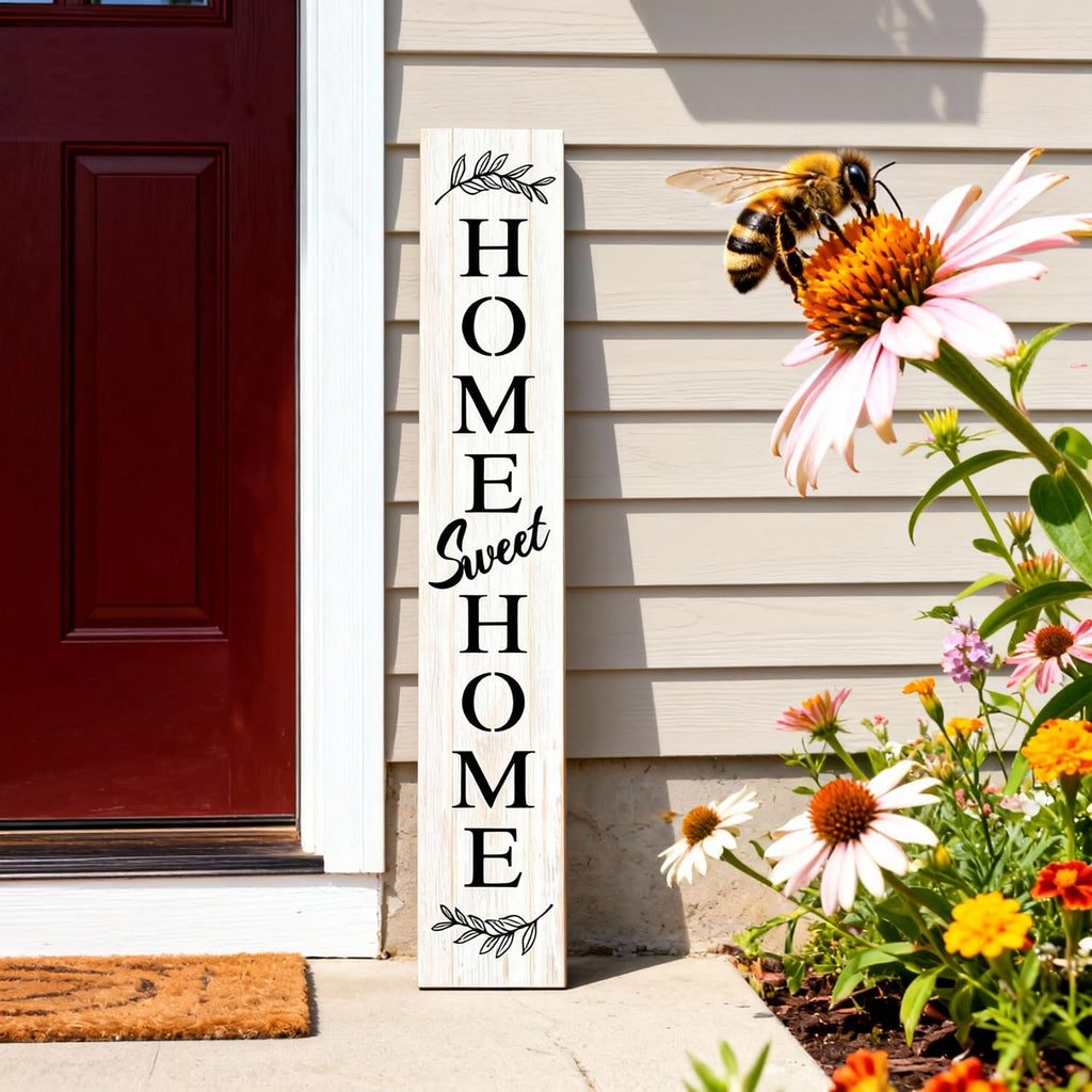 Farmhouse Wooden Welcome Sign Stand for Front Door, 47" Large Home Sweet Home Welcome Sign for front porch, Rustic