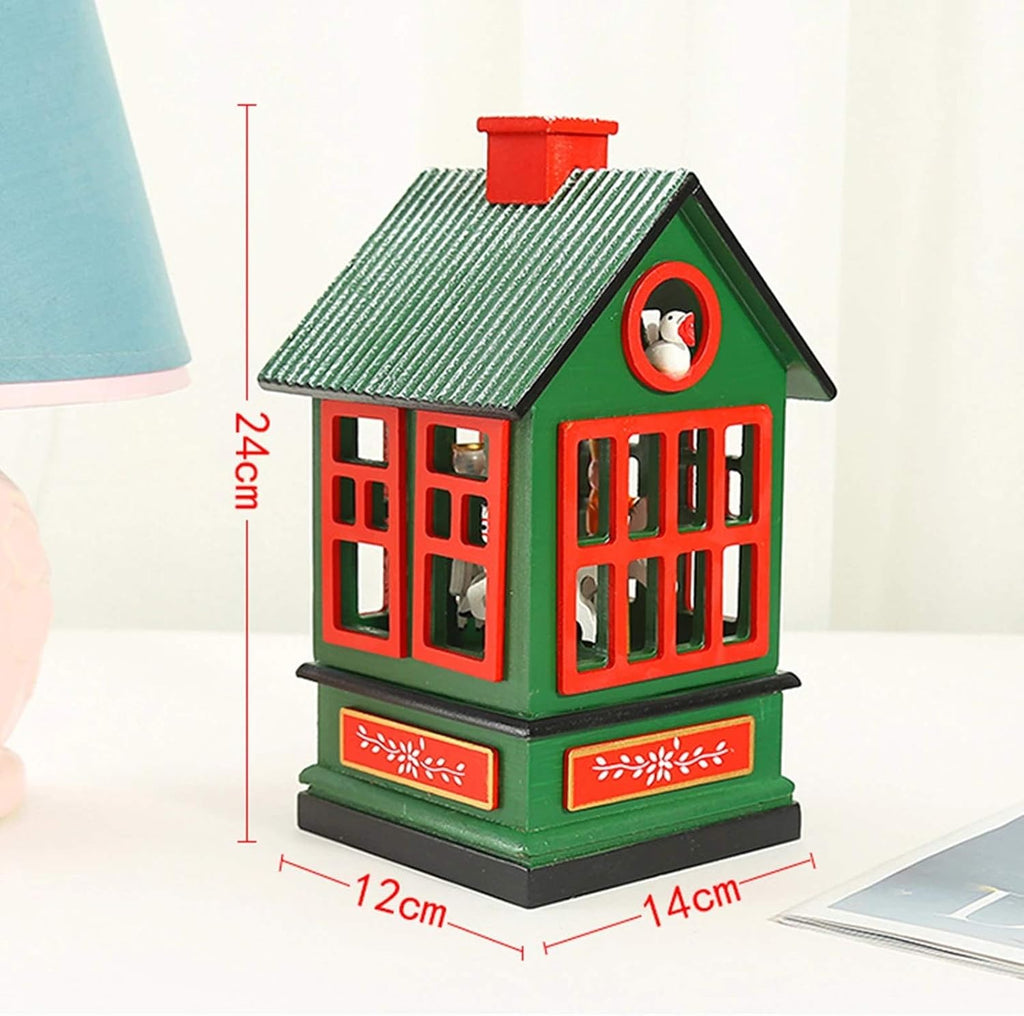 Christmas Wooden Carousel Music Box House Decorations Cute Rotating Design Tool Party Decor