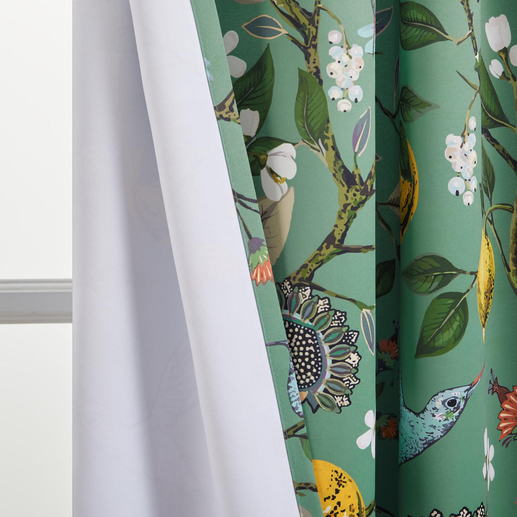 Sage Green Blackout Valance Curtains 18 Inch Length Farmhouse Rustic Hummingbird Lemon Printed Grommet Home Fashion