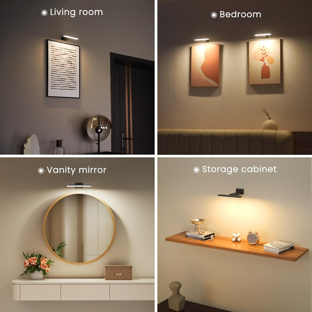 2 Pack Picture Lights for Wall Rechargeable, Picture Frame Lights