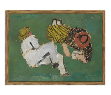 Vintage Abstract Oil Painting Wall Art Retro Antique Looking Portrait Wall Decor Picture, Mid Century Figures Poster