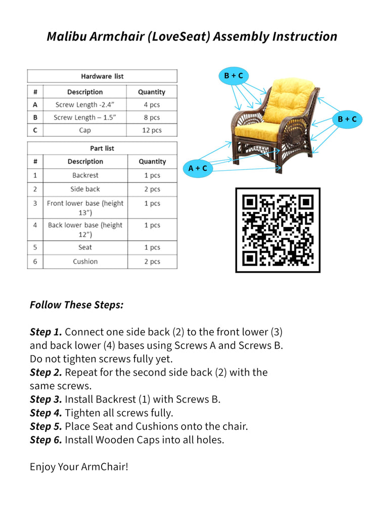 Malibu Lounge Living Accent Armchair Natural Rattan Wicker Handmade Design, Natural Color with Red Cushion