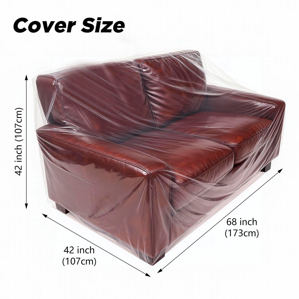 Plastic Loveseat Cover Furniture Cover with Elastic Band, Clear Sofa Cover Protector for Moving and Storage