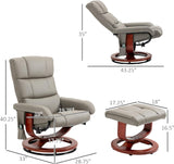 Modern Reclining Swivel Lounge Chair and Ottoman — Gray Faux Leather