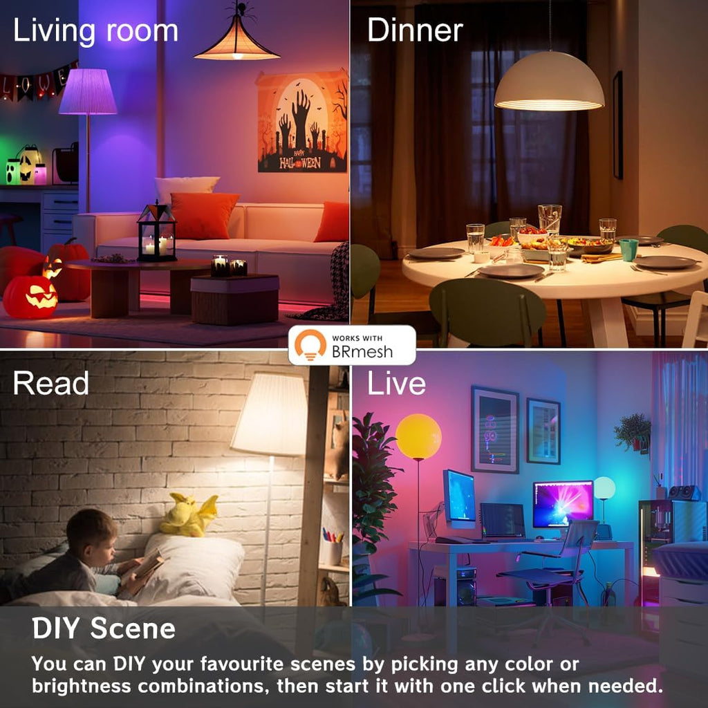 Smart Light Bulbs 130W Equivalent, Color Changing Light Bulb, Work with Alexa Only, 16 Million Colors RGBWW, Music