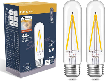 4W Vintage LED Bulb Dimmable Warm White 2700K, E26 T10 Edison Bulb, 400LM
