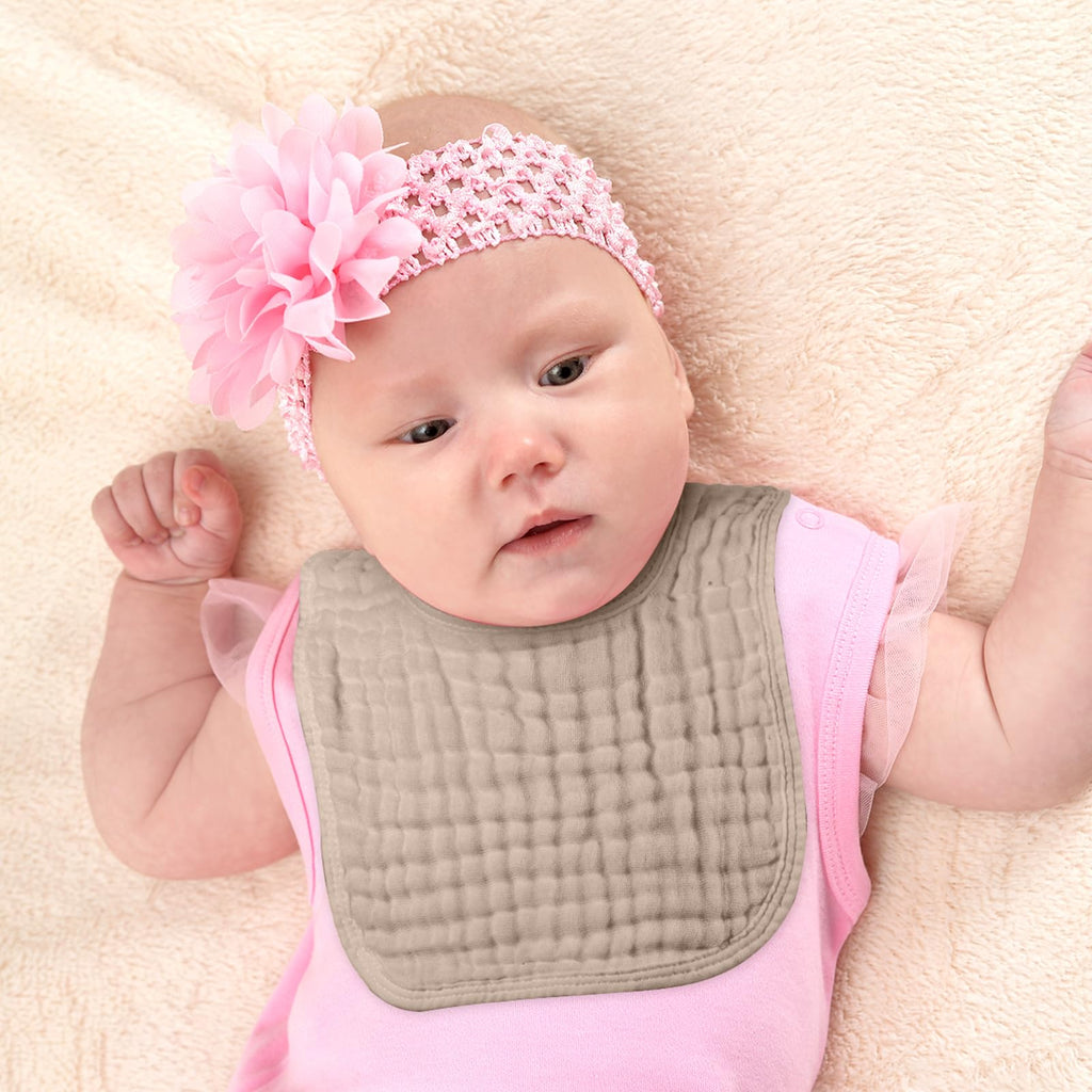 8 Pack Muslin Burp Cloths and Baby Bibs for Boy Girls, Pink Series