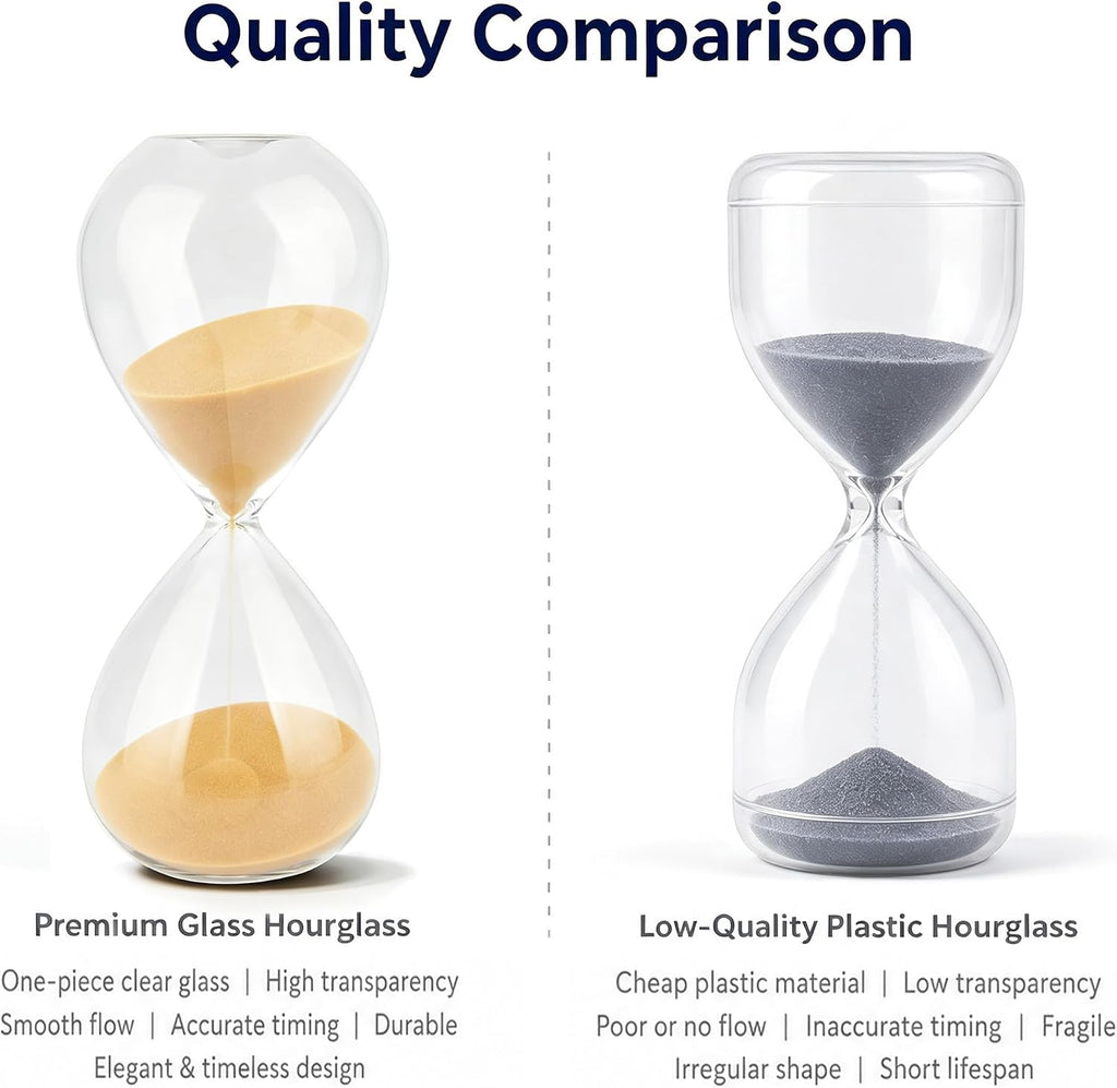 Hourglass, Champagne Sand Timer, 15 Minute Hand-Blown Glass