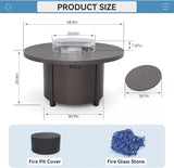 48" Round Propane Fire Pit Table,55000 BTU Auto-Ignitiongas Gas Fire Table with Fire Glass and Lid,Waterproof Cover and Blue Glass Stone for - Image 5