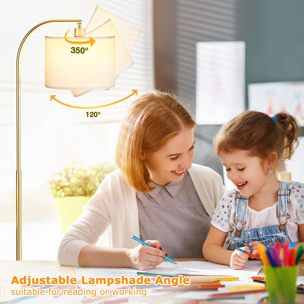 Arc Floor Lamp with Remote and Stepless Dimmable Bulb, Colors Temperature & Brightness Adjustable, Floor Lamps (White
