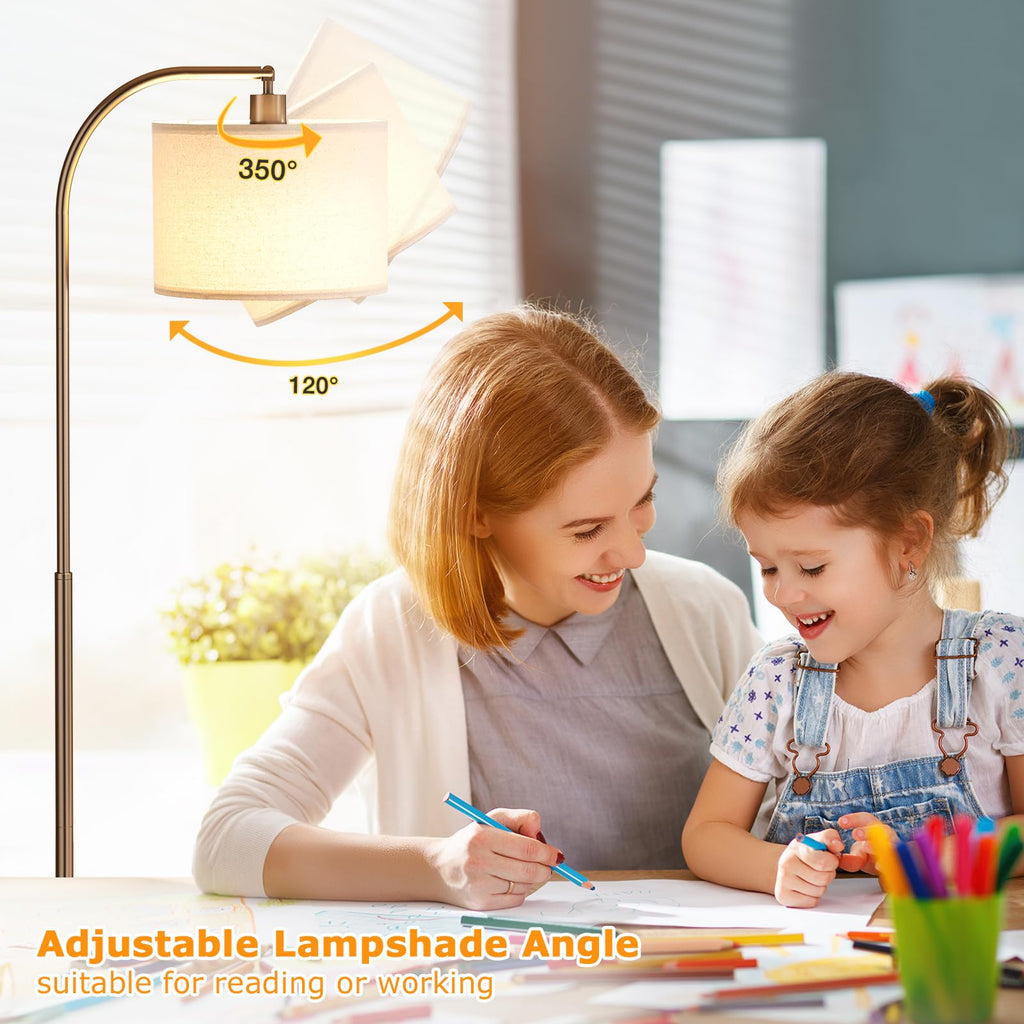 Arc Floor Lamp with Remote and Stepless Dimmable Bulb, Colors Temperature & Brightness Adjustable, Floor Lamps (Deep
